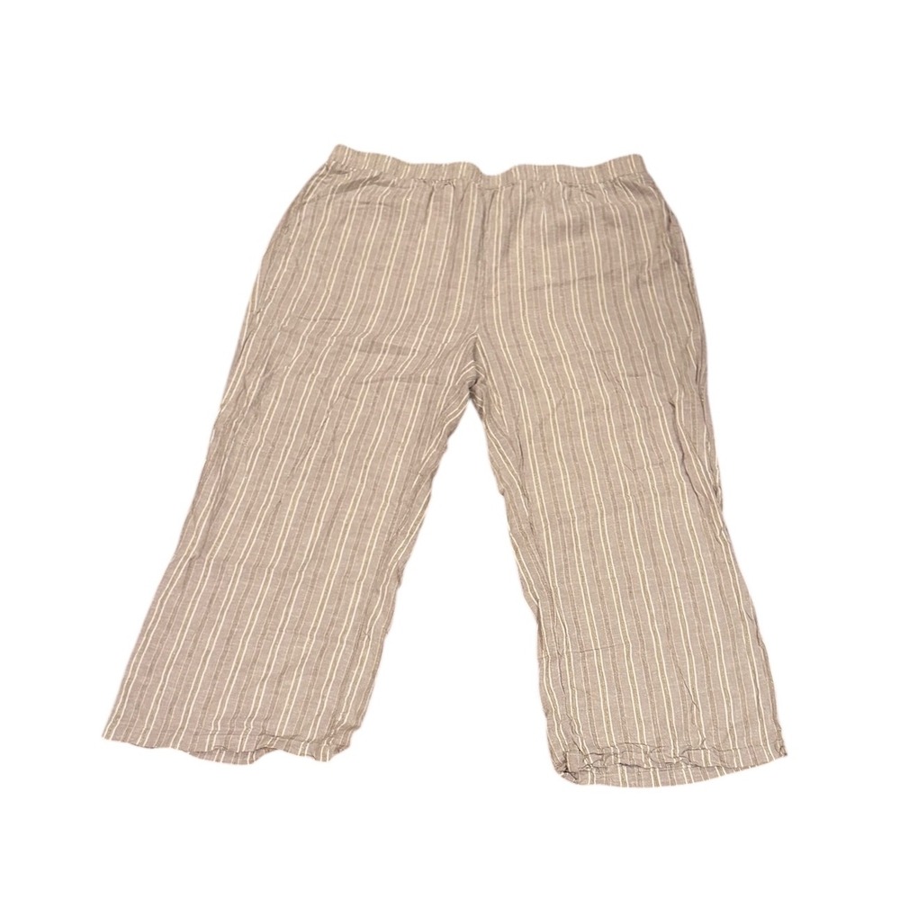 Linda Anderson Beach Striped Linen Blend Wide Leg Pants XXL Womens Elastic Waist